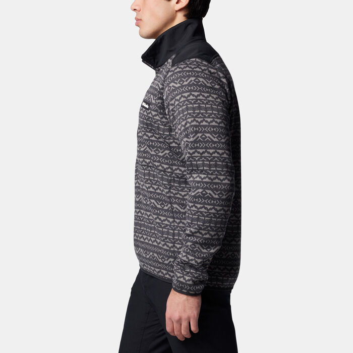 Columbia Men's Sweater Weather III Printed Fleece 1/2-Zip Top Black image number 2