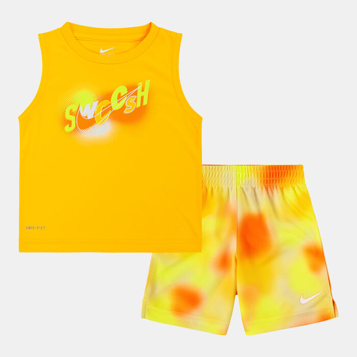 Nike Kids' Dri-FIT Hazy Rays Tank Top And Shorts Set Orange Nike Kids' Dri-FIT Hazy Rays Tank Top And Shorts Set Orange image number 0