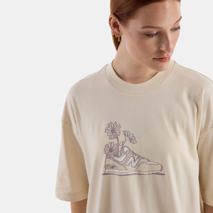 New Balance Women's Flower Graphic T-Shirt Beige New Balance Women's Flower Graphic T-Shirt Beige image number 3