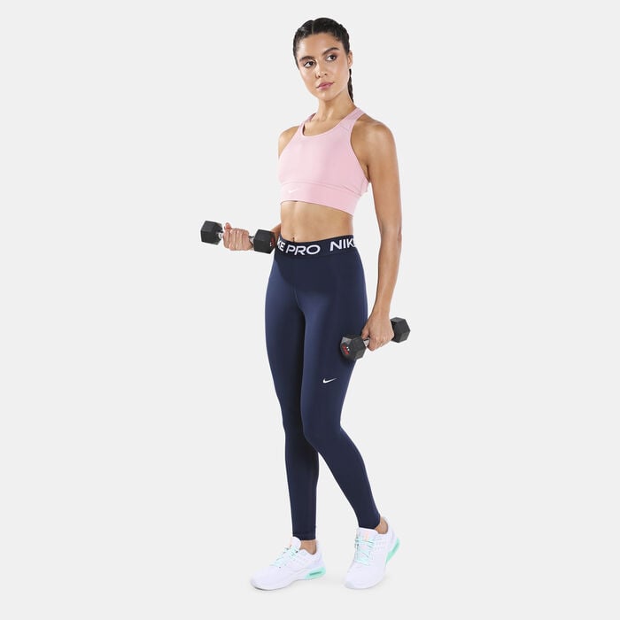 Nike Women's Pro Mid-Rise Mesh-Panelled Leggings Blue Nike Women's Pro Mid-Rise Mesh-Panelled Leggings Blue image number 2