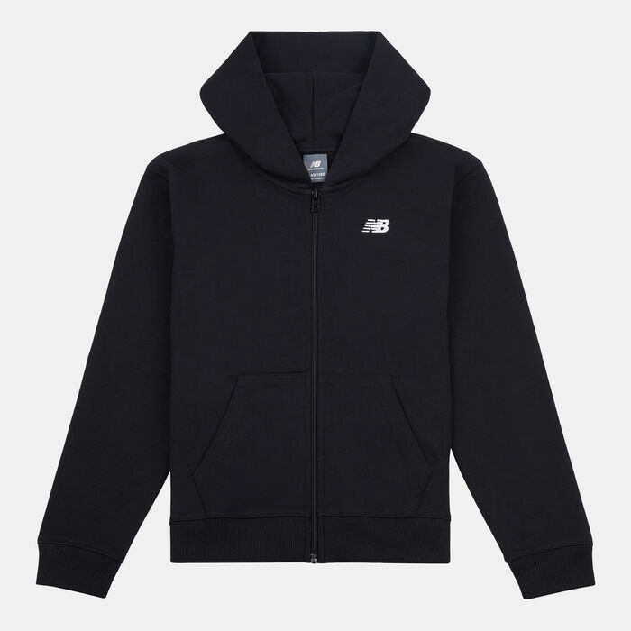 New Balance Kids' French Terry Small Logo Full-Zip Hoodie Black New Balance Kids' French Terry Small Logo Full-Zip Hoodie Black image number 0