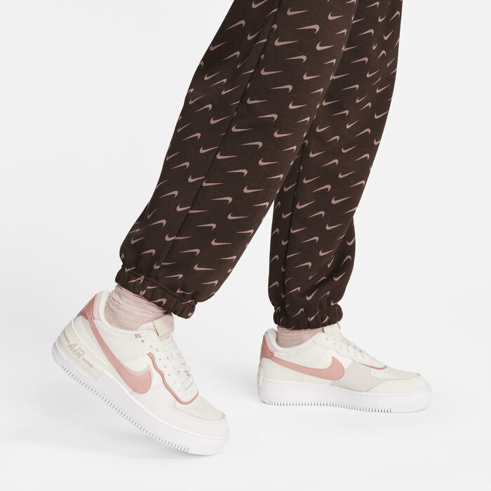 Nike Women's Sportswear Phoenix Fleece Oversized Printed Tracksuit Bottoms Brown Nike Women's Sportswear Phoenix Fleece Oversized Printed Tracksuit Bottoms Brown image number 5