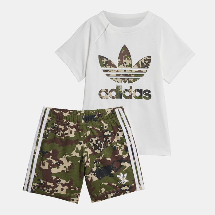 adidas Originals Kids' Camo Print T-Shirt and Shorts Set White adidas Originals Kids' Camo Print T-Shirt and Shorts Set White image number 0