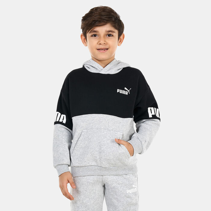 PUMA Kids' Power Colourblock Hoodie Grey PUMA Kids' Power Colourblock Hoodie Grey image number 0
