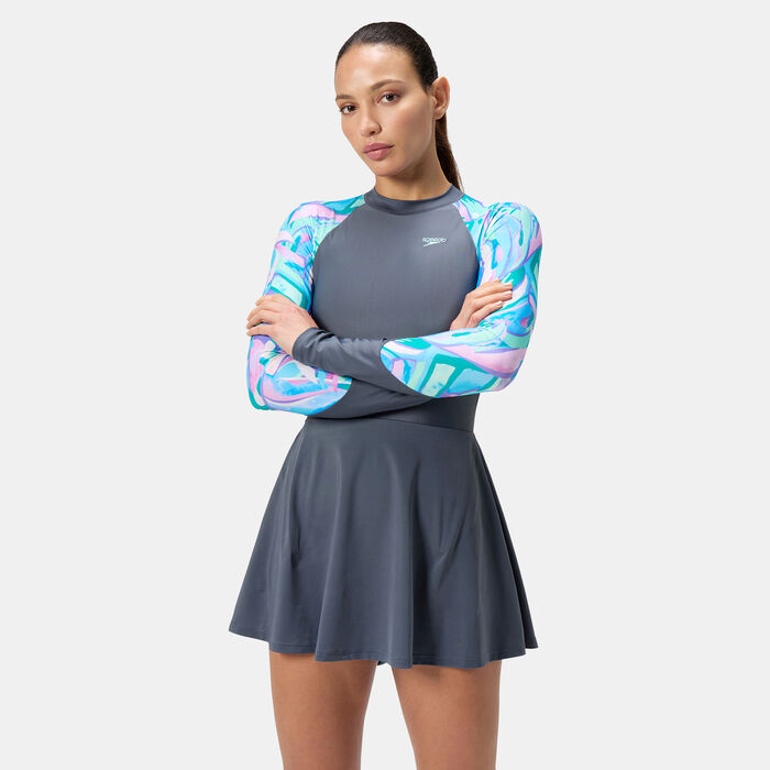 Speedo Women's Long Sleeve Swimming Dress Blue image number 0