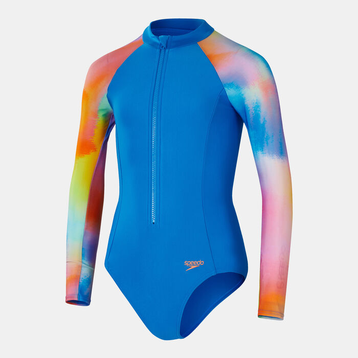 Speedo Kids' Long Sleeve Swimsuit Blue Speedo Kids' Long Sleeve Swimsuit Blue image number 0