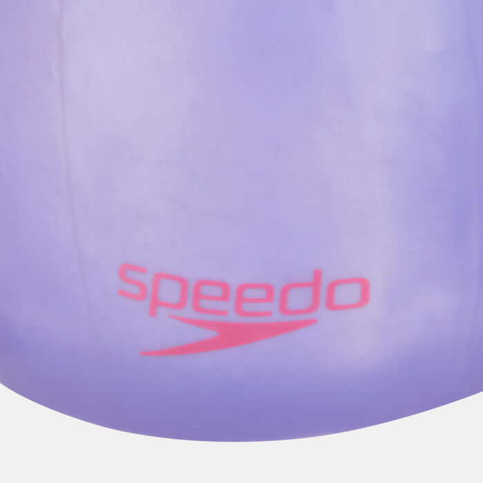 Speedo Kids' Plain Moulded Silicone Swimming Cap Purple Speedo Kids' Plain Moulded Silicone Swimming Cap Purple image number 2