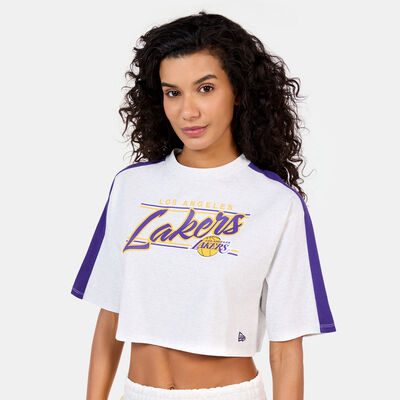 New Era Women's NBA Los Angeles Lakers Colourblock Crop Top Grey