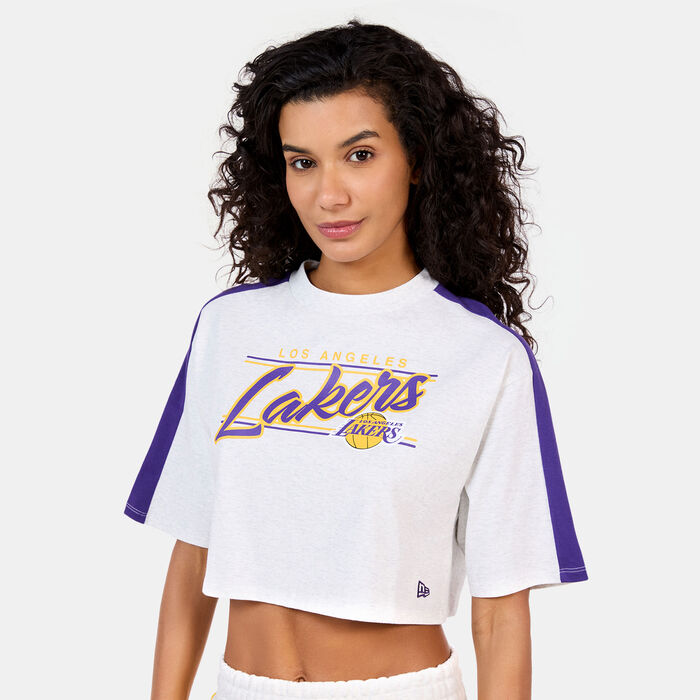 New Era Women's NBA Los Angeles Lakers Colourblock Crop Top Grey New Era Women's NBA Los Angeles Lakers Colourblock Crop Top Grey image number 0