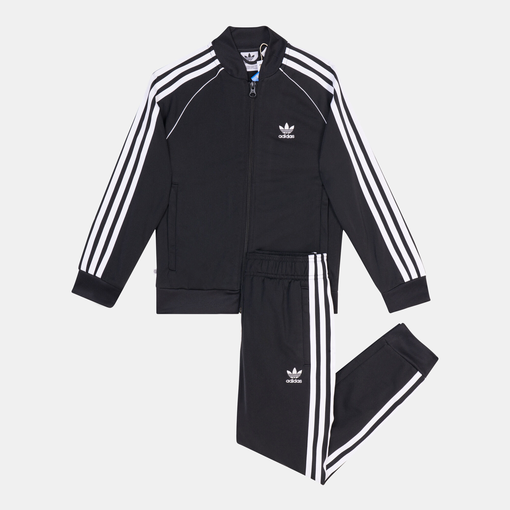 Adidas originals tracksuit black and white deals