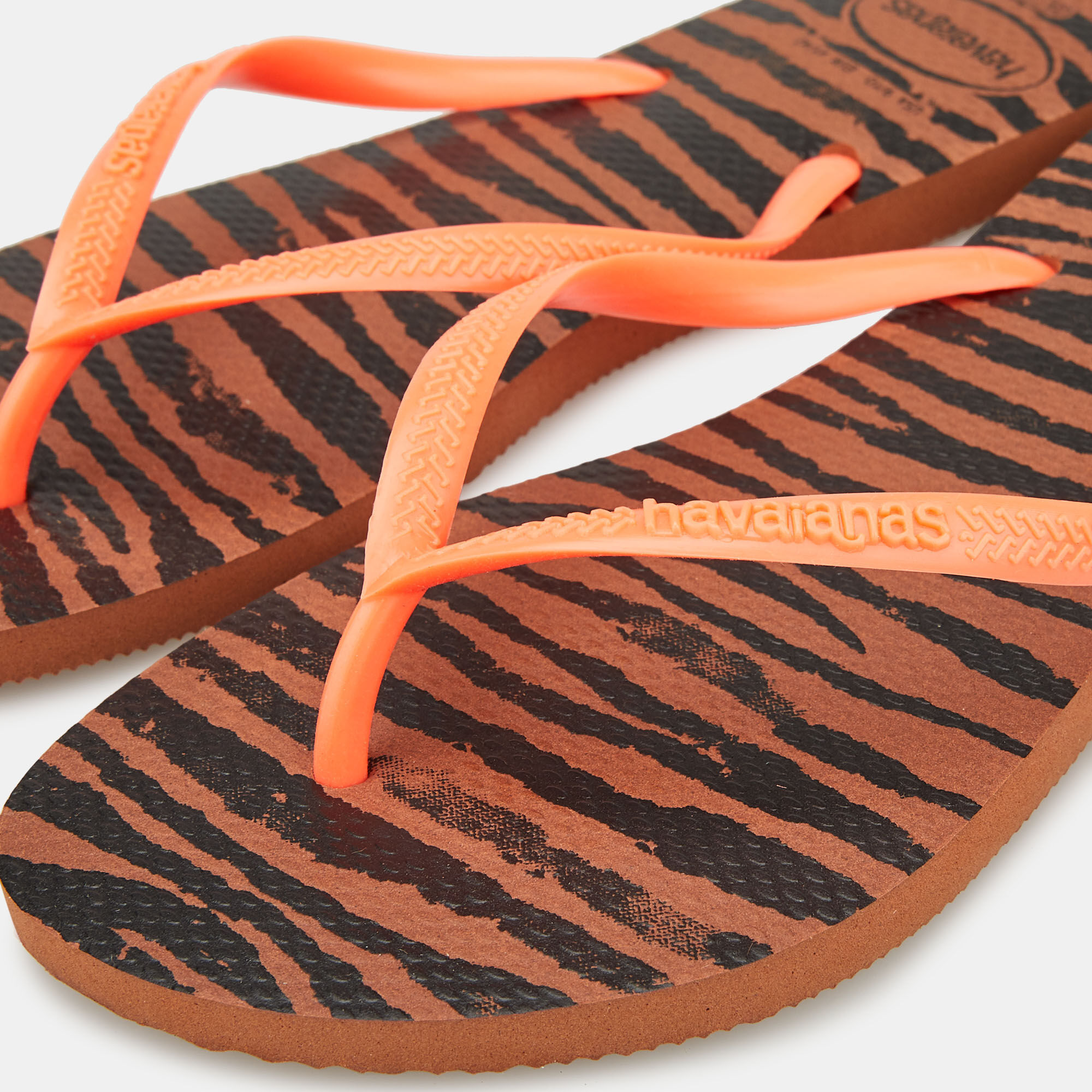 Women s Slim Animal Print Flip Flops Orange Havaianas in KSA SSS
