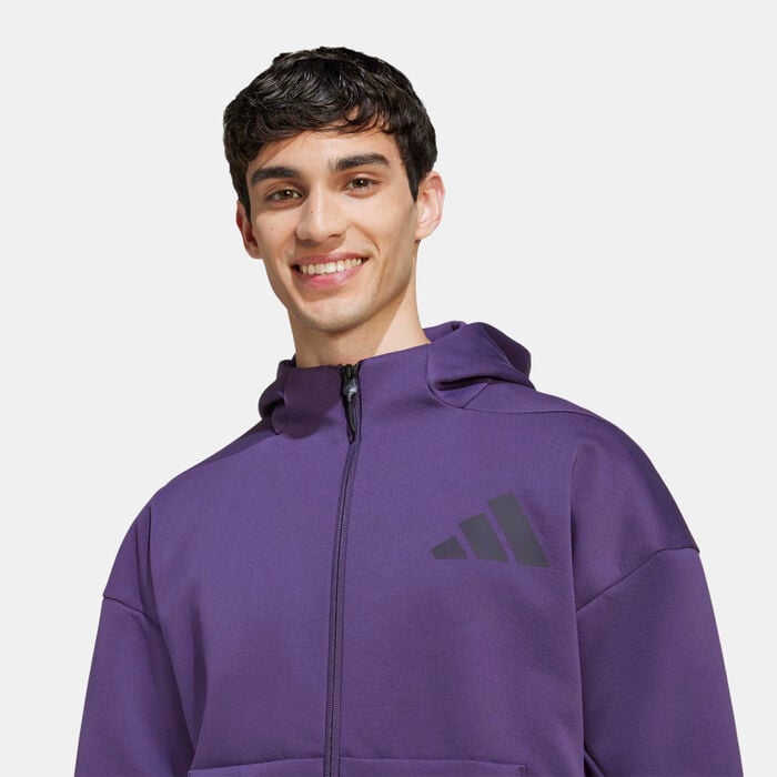 adidas Men's Z.N.E. Full-Zip Hoodie Purple adidas Men's Z.N.E. Full-Zip Hoodie Purple image number 3