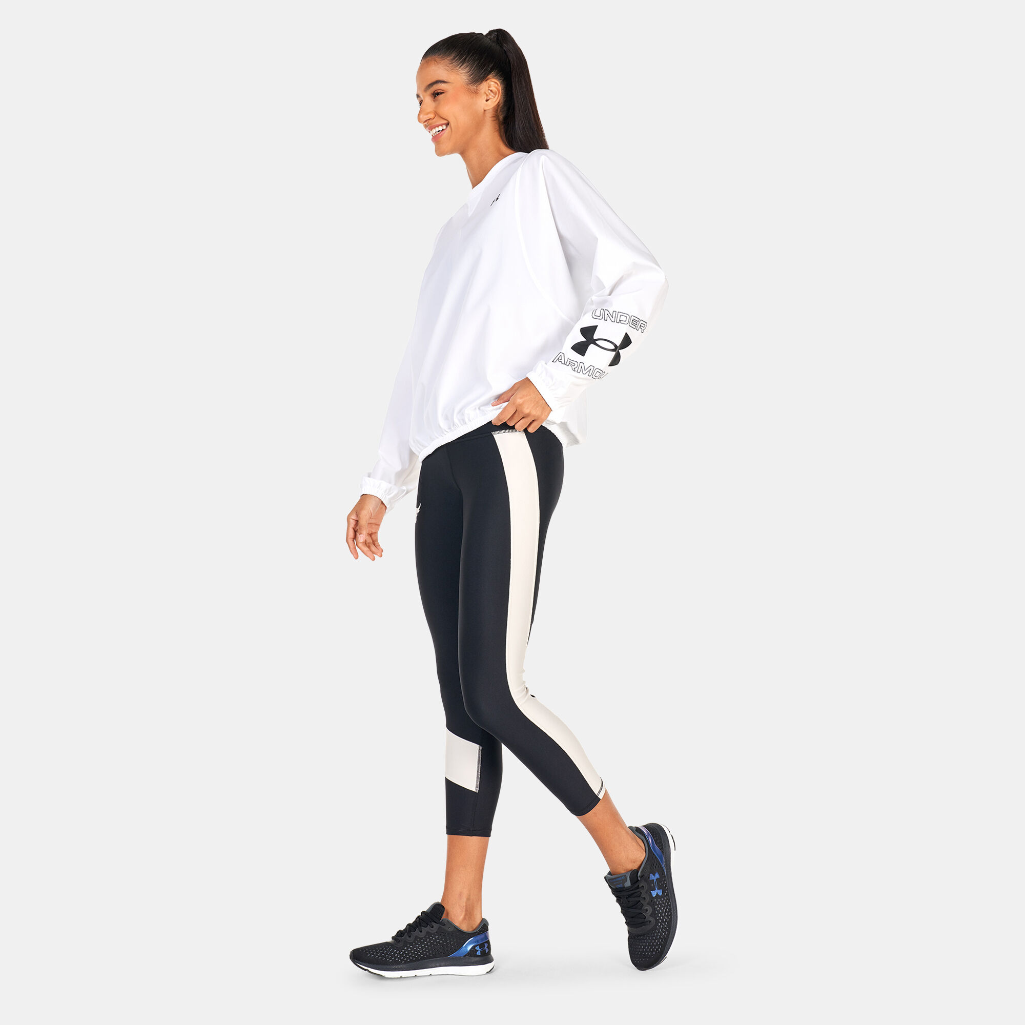 Women s UA Woven Graphic Crew Sweatshirt White Under Armour in KSA SSS