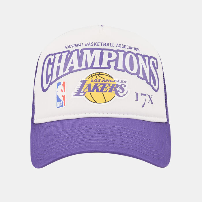 New Era Men's Los Angeles Lakers League Champions A-Frame Trucker Cap Purple New Era Men's Los Angeles Lakers League Champions A-Frame Trucker Cap Purple image number 0