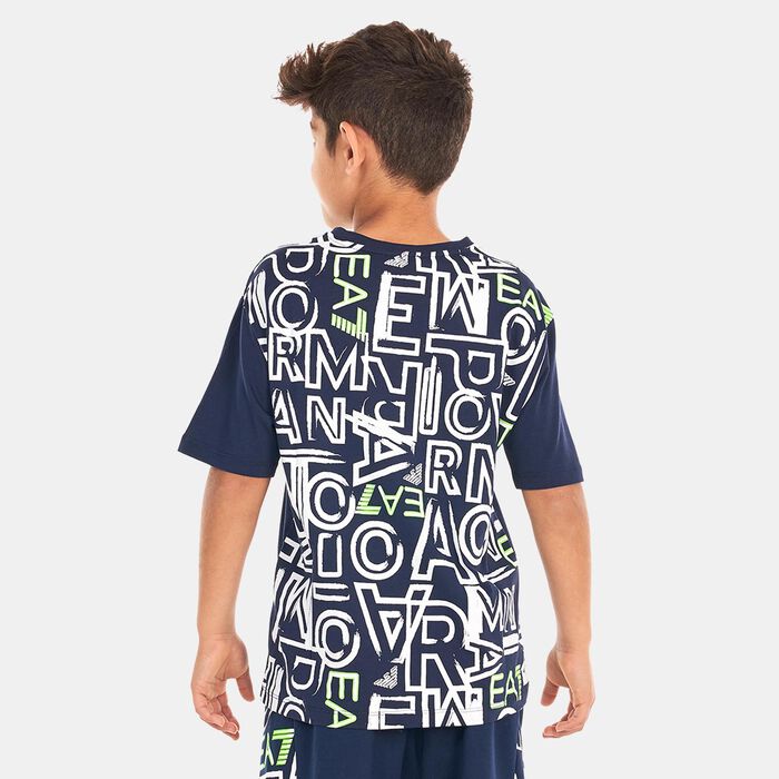 EA7 Emporio Armani Kids' Logo Series T-Shirt Blue EA7 Emporio Armani Kids' Logo Series T-Shirt Blue image number 1