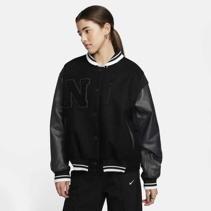 Nike Women's Sportswear Oversized Wool Destroyer Jacket Black Nike Women's Sportswear Oversized Wool Destroyer Jacket Black image number 0