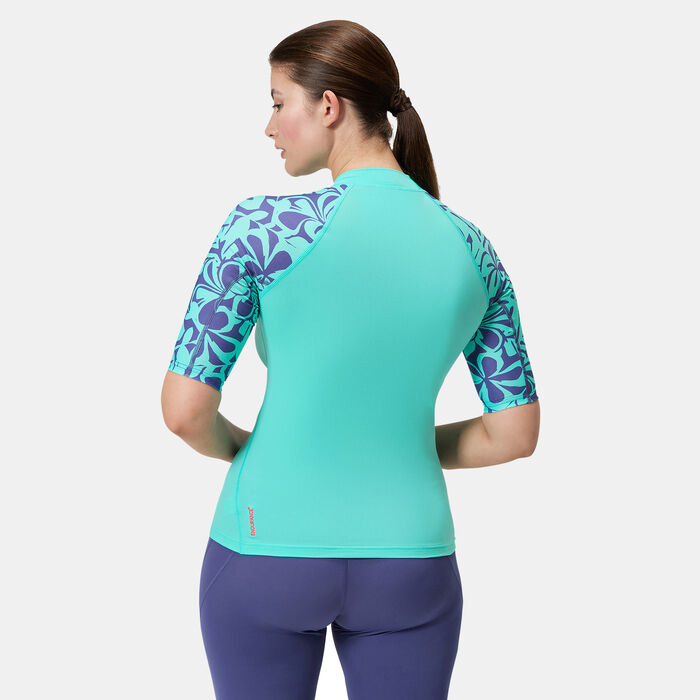 Speedo Women's Printed Swimming Rashguard Blue Speedo Women's Printed Swimming Rashguard Blue image number 1
