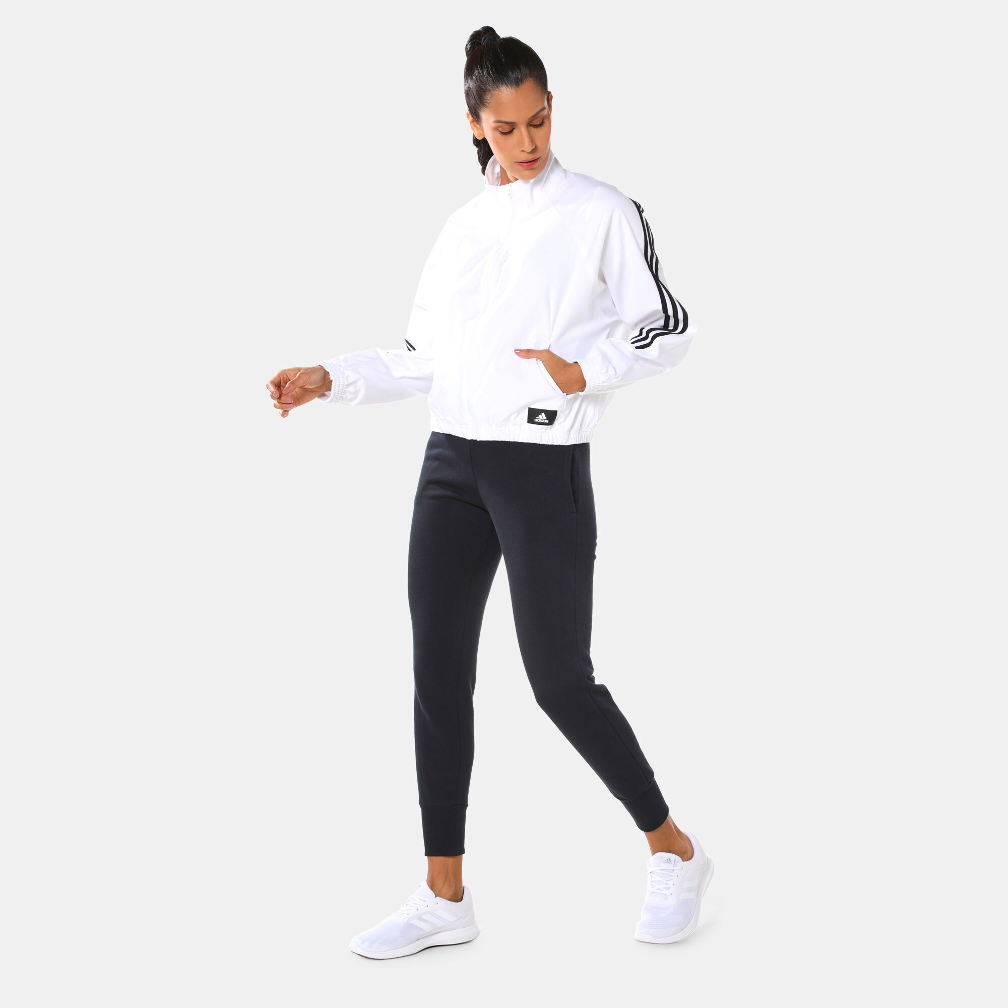 White adidas track jacket women's top