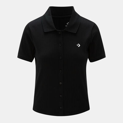 Converse Women's Button-Up Polo Shirt Black Converse Women's Button-Up Polo Shirt Black