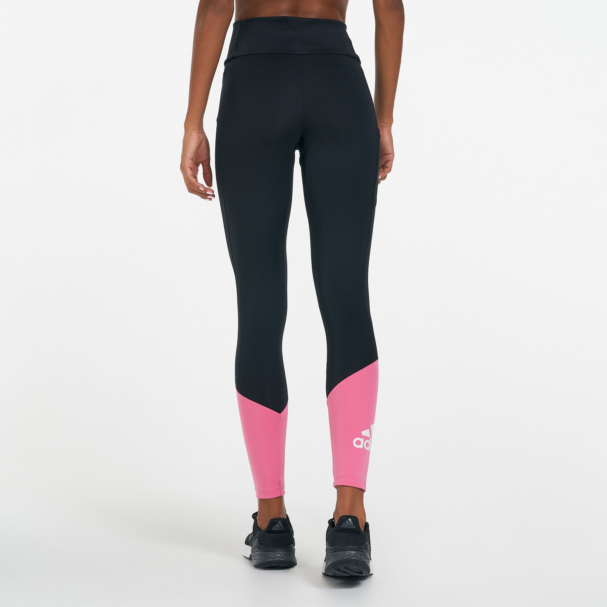 Black and store pink adidas leggings