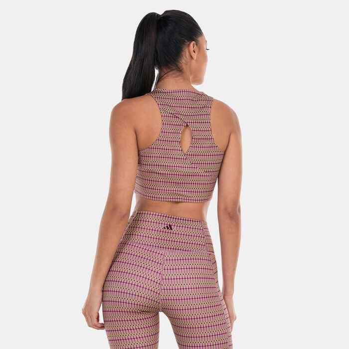 adidas Women's Yoga Studio Print Tank Top Brown adidas Women's Yoga Studio Print Tank Top Brown image number 1