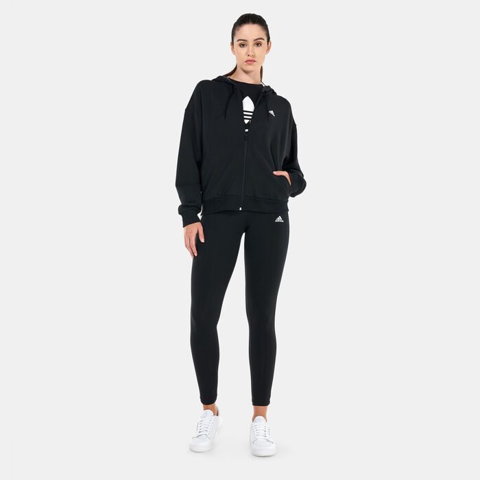 adidas Women's Essentials Logo Full-Zip Hoodie Black image number 2