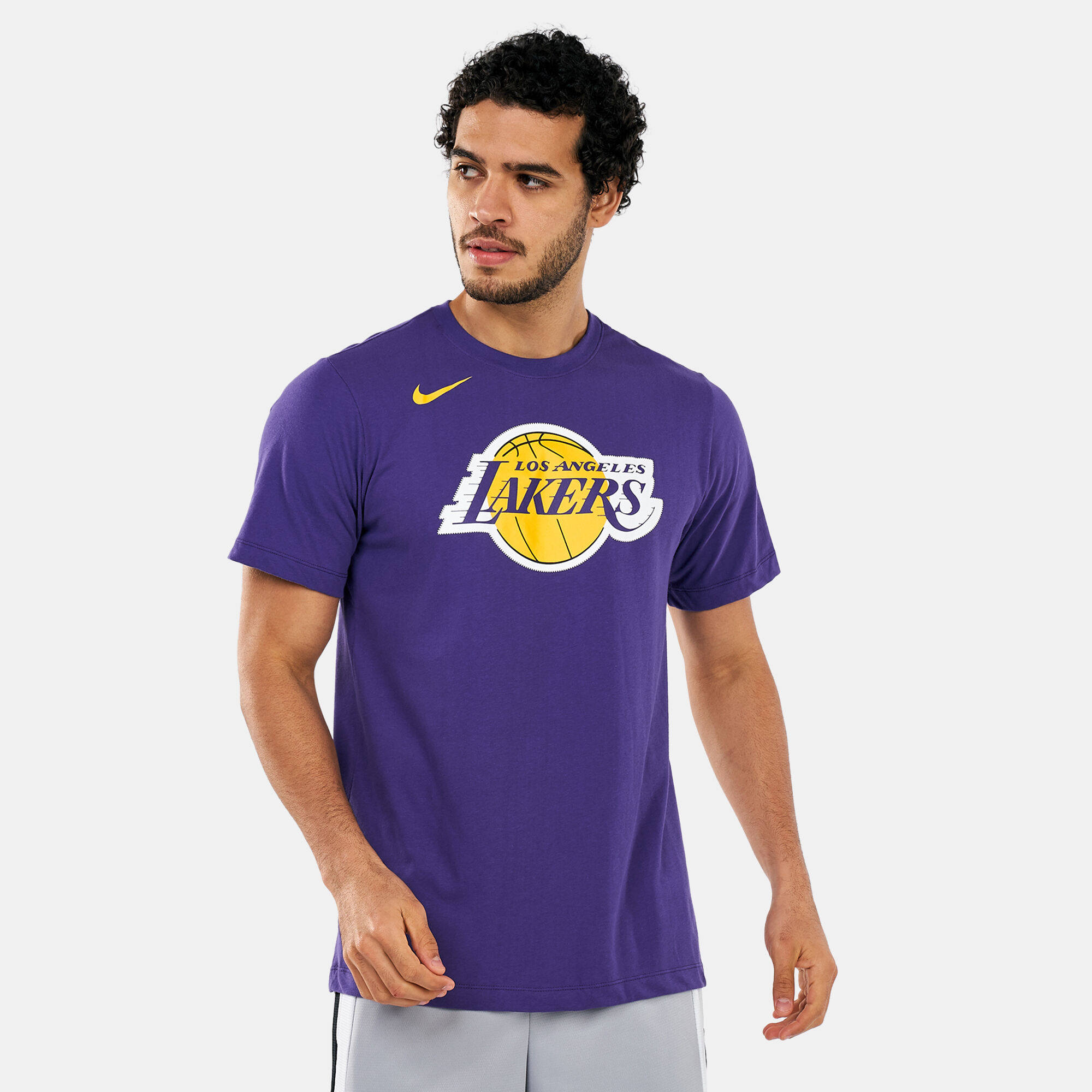 Buy Nike Men s Los Angeles Lakers Dri FIT NBA Logo T Shirt Purple