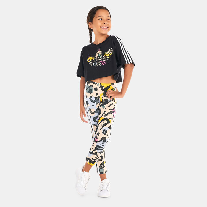adidas Originals Kids' Logo Print Crop T-Shirt Black image number 2