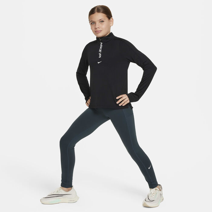 Nike Girls' Pro Dri-FIT 1/2-Zip Top Black Nike Girls' Pro Dri-FIT 1/2-Zip Top Black image number 6