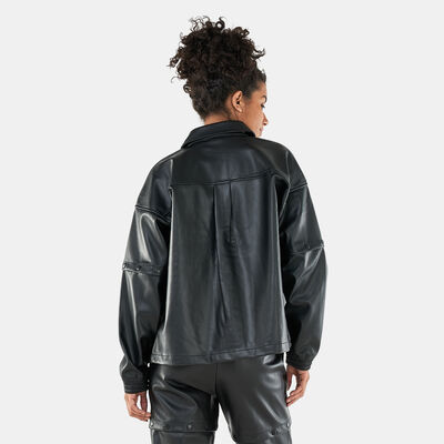 adidas Originals Women's Always Original Faux Leather Track Jacket Black