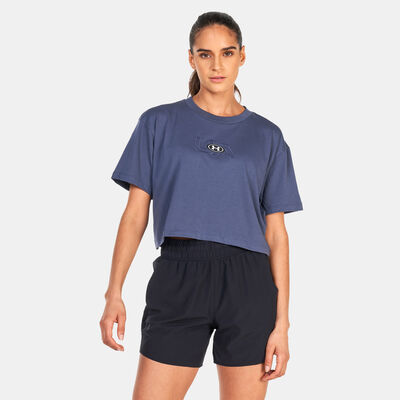 Under Armour Women's UA Branded Logo Crop Top Grey