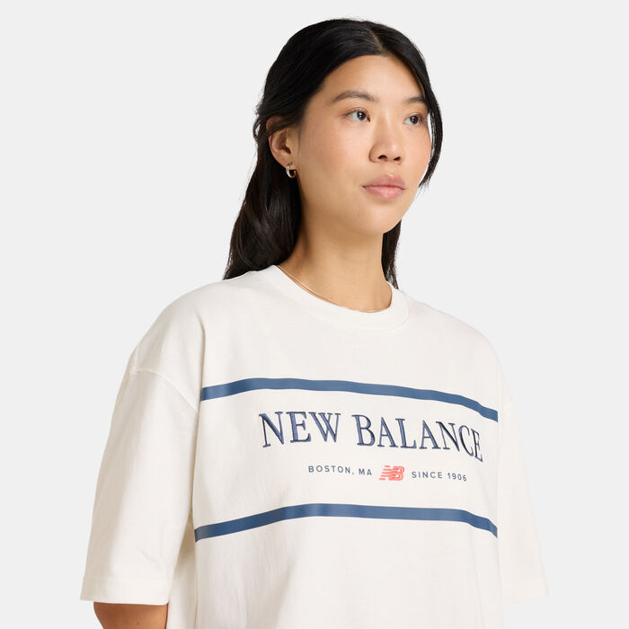 New Balance Women's Athletics Nautical T-Shirt White New Balance Women's Athletics Nautical T-Shirt White image number 3