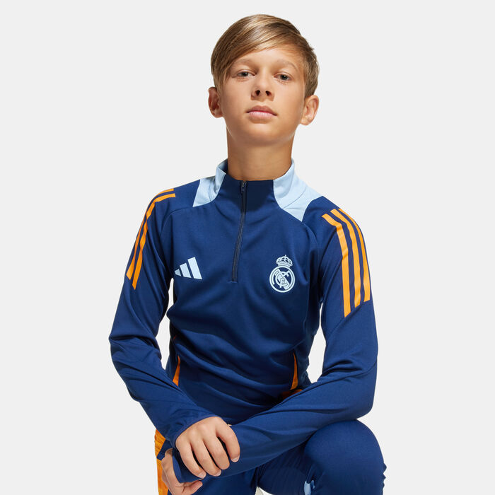 adidas Kids' Real Madrid Tiro 24 Football Training 1/4-Zip Top Blue adidas Kids' Real Madrid Tiro 24 Football Training 1/4-Zip Top Blue image number 3