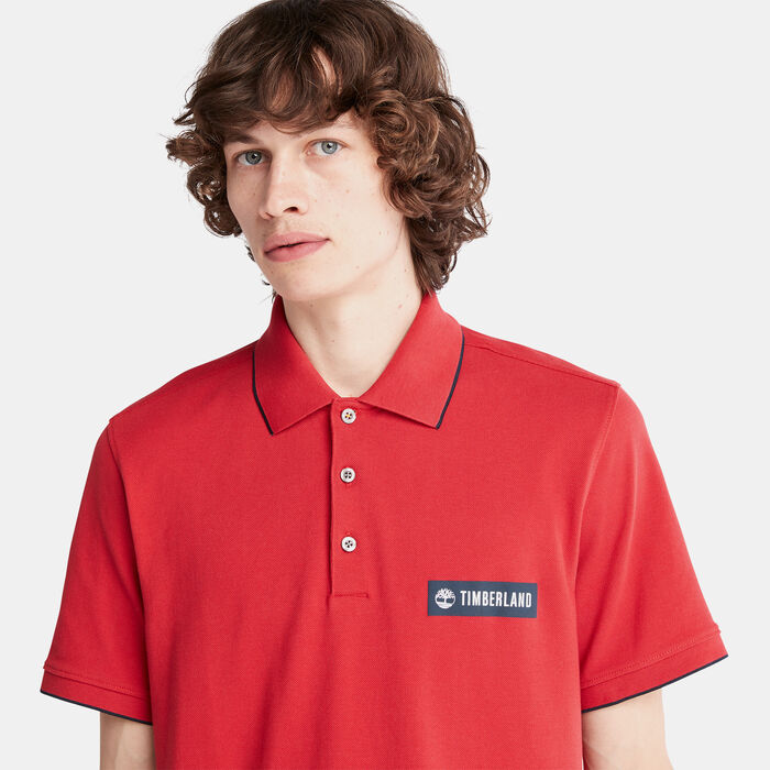 Timberland Men's Brand Carrier Polo Shirt Red image number 3