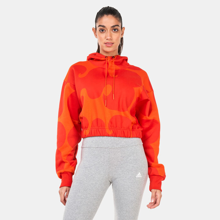 Adidas crop top hoodie orange clearance