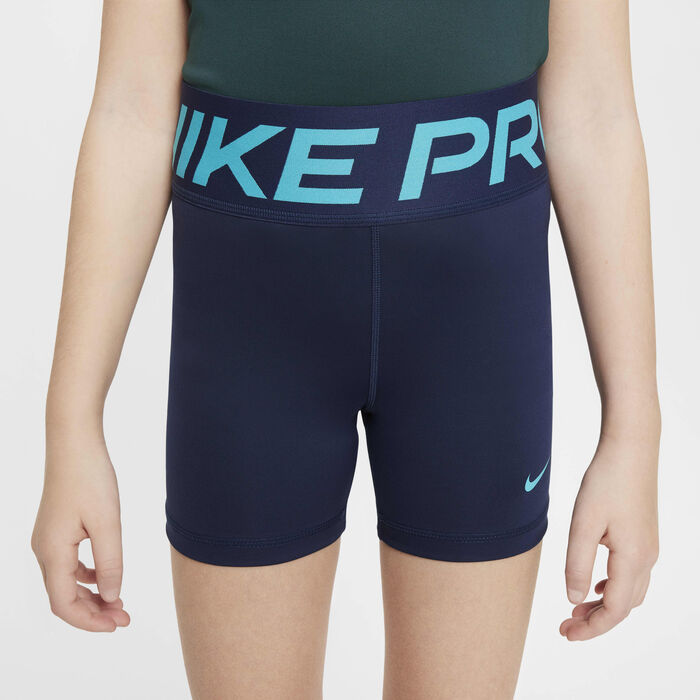 Nike Girls' Pro Dri-FIT Shorts Blue Nike Girls' Pro Dri-FIT Shorts Blue image number 1