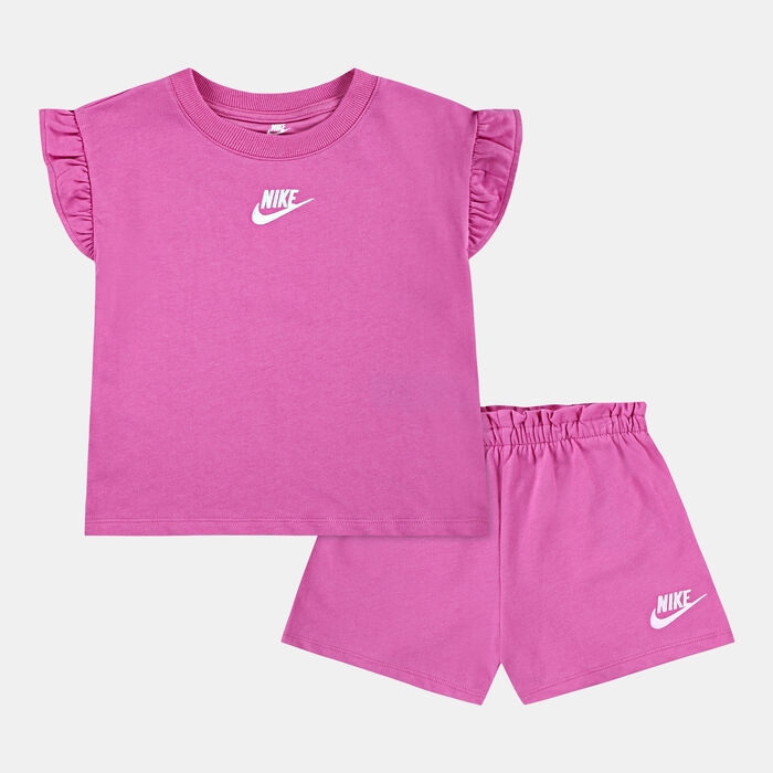 Nike Kids' French Terry T-Shirt and Shorts Set Pink Nike Kids' French Terry T-Shirt and Shorts Set Pink image number 0