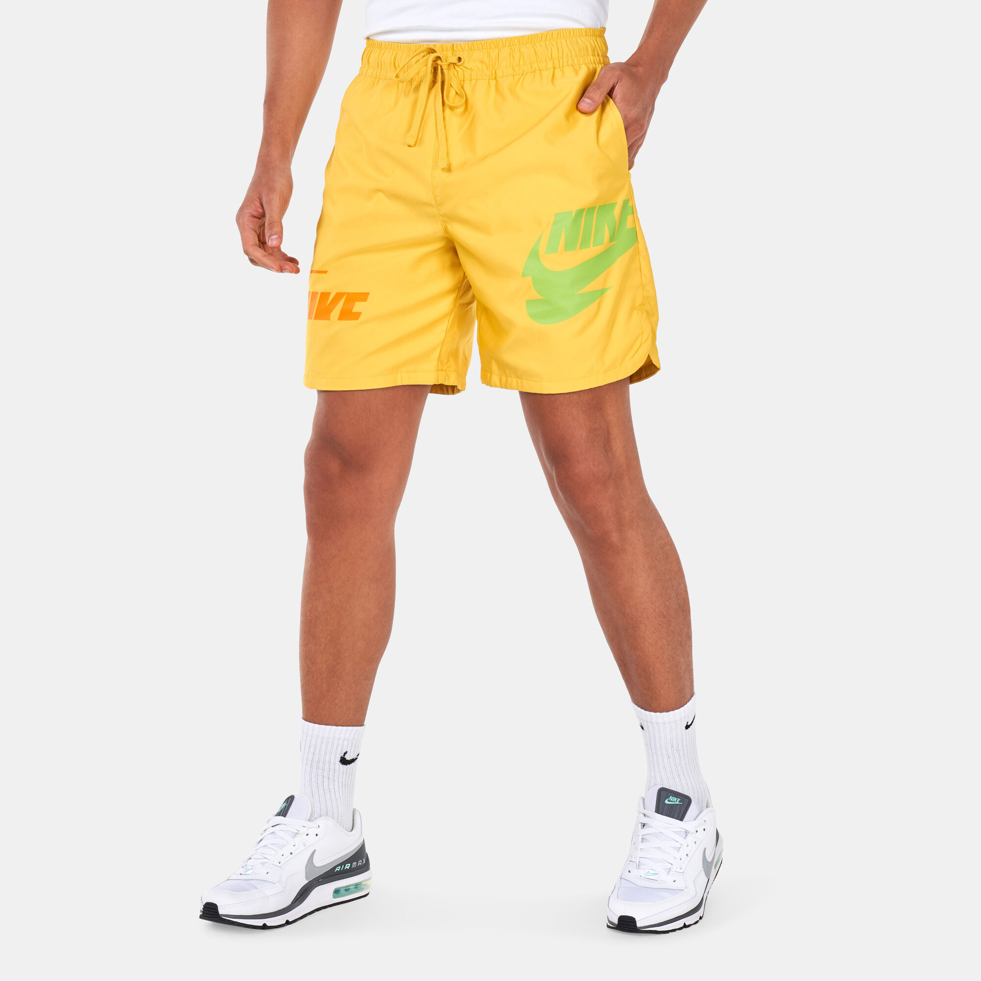 Yellow woven shorts discount