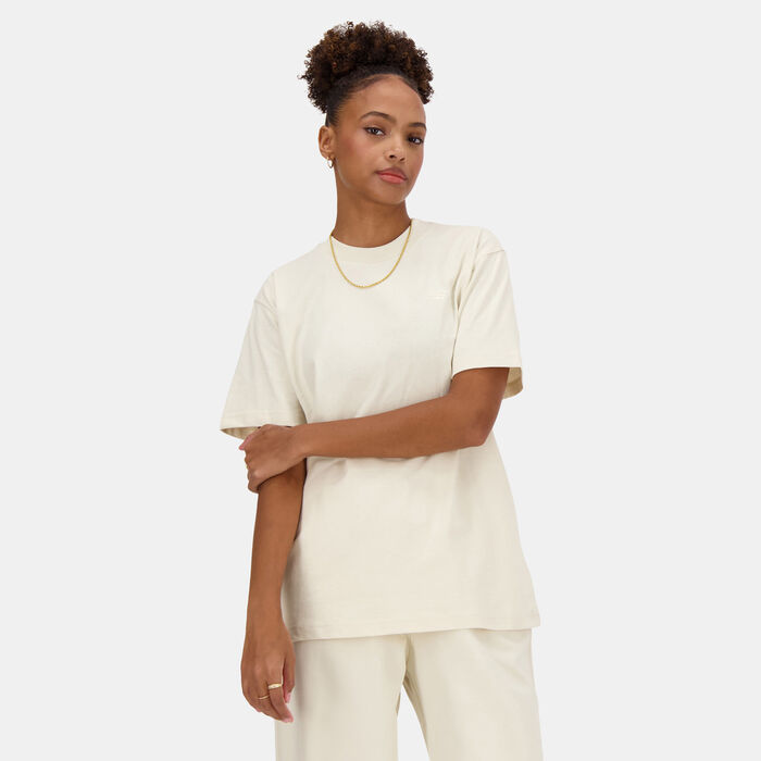 New Balance Women's Athletics Jersey T-Shirt Beige New Balance Women's Athletics Jersey T-Shirt Beige image number 1