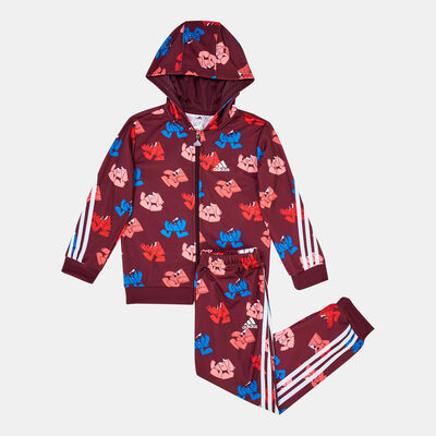 adidas Kids' Future Icons Shiny Hoodie And Pants Set Red adidas Kids' Future Icons Shiny Hoodie And Pants Set Red