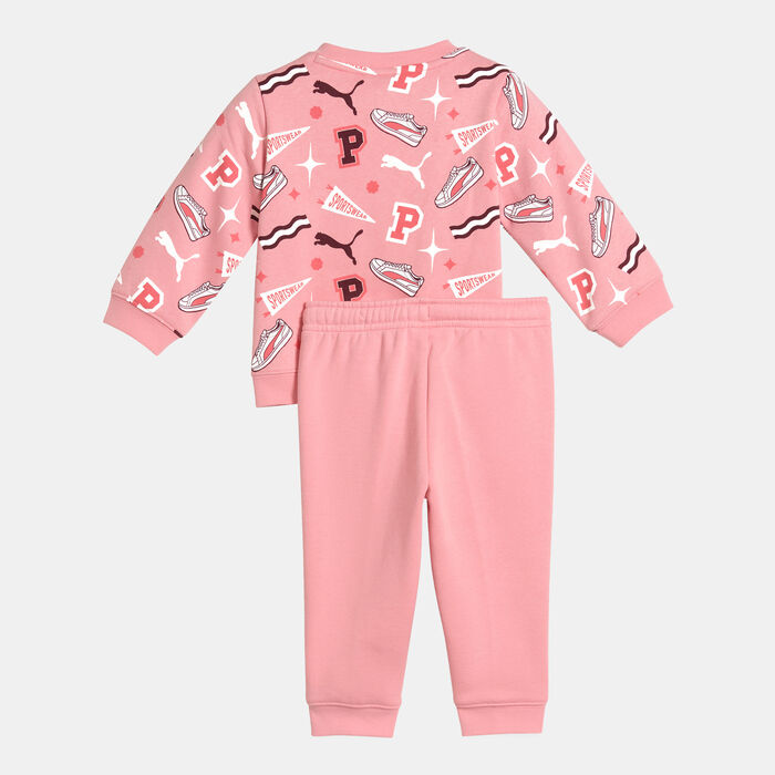 PUMA Kids' Minicats Essentials Printed Sweatshirt And Sweatpants Set Pink image number 1