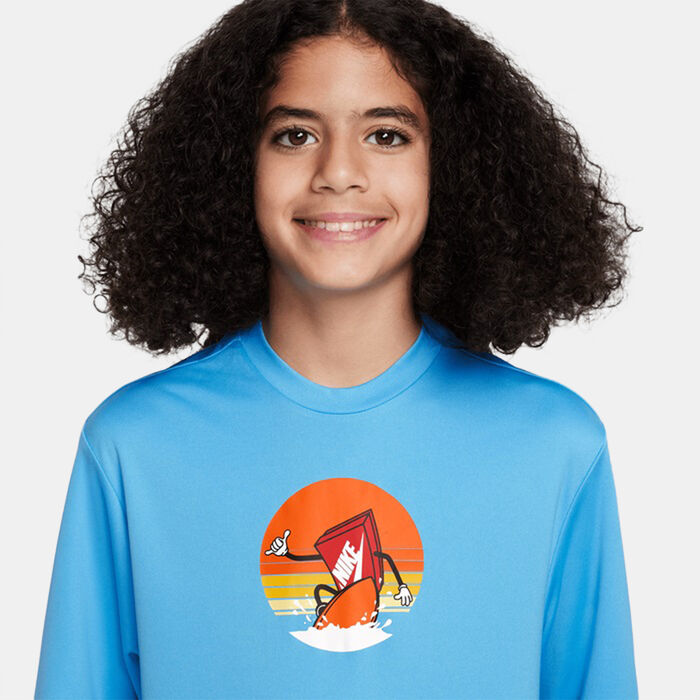 Nike Swim Kids' Logo Hydroguard Swimming T-Shirt Blue image number 2