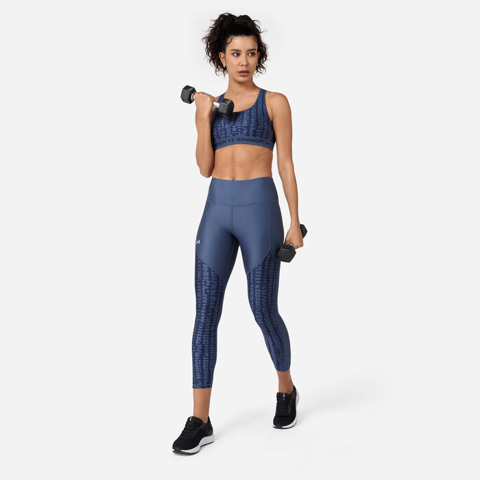 Under Armour Women's UA Tech Printed Panel Ankle Leggings Grey image number 2