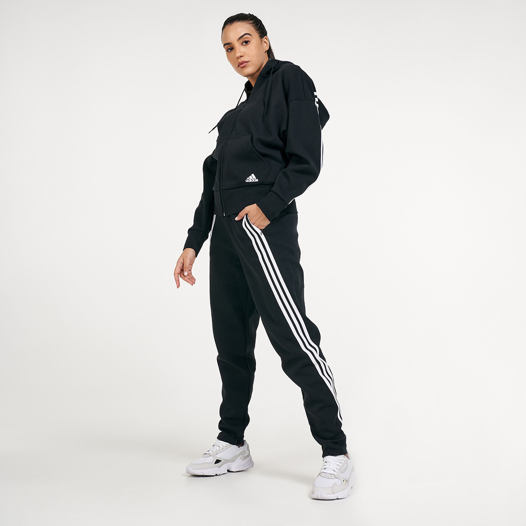 Buy adidas Women s 3 Stripes Doubleknit Zipper Pants Black in KSA SSS