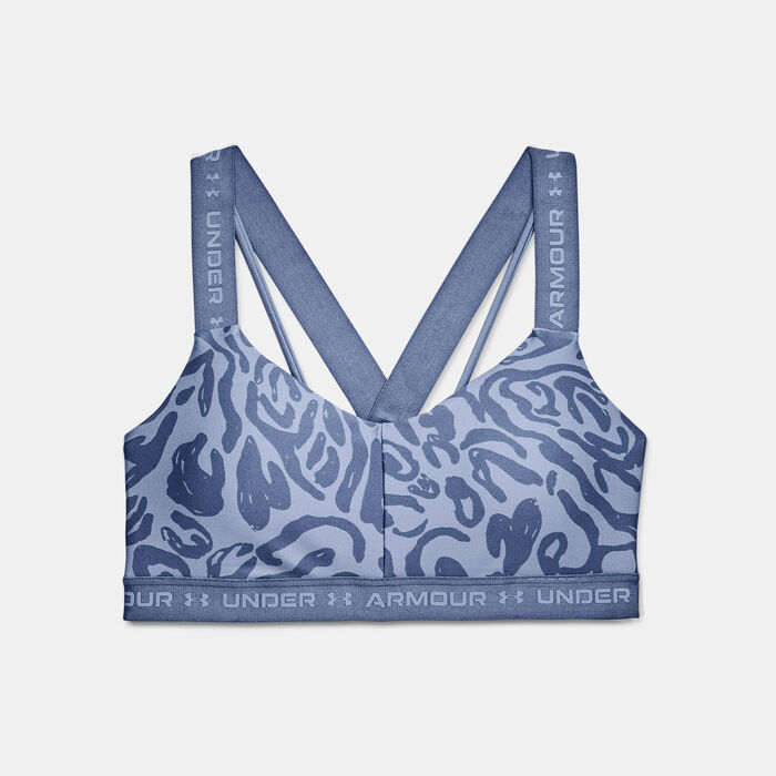 Under Armour Women's UA Crossback Low Print Sports Bra Blue Under Armour Women's UA Crossback Low Print Sports Bra Blue image number 0