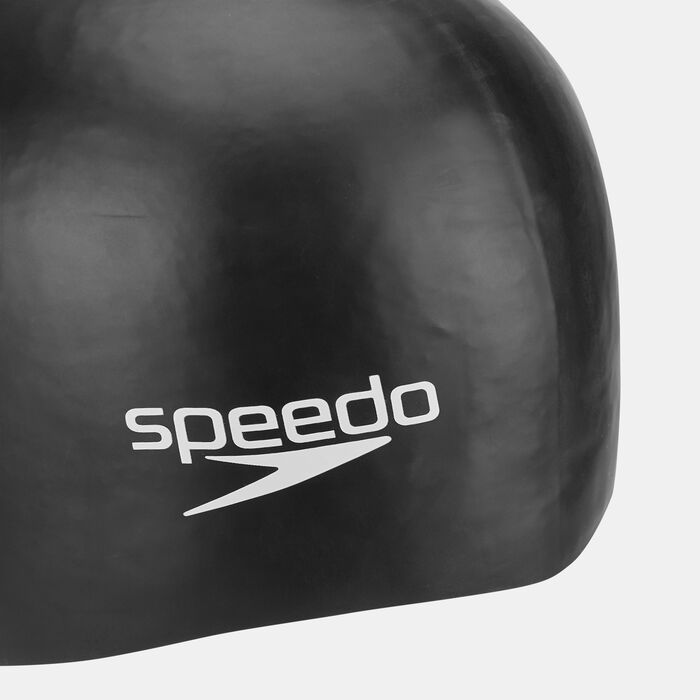 Speedo Kids' Plain Moulded Swimming Cap Black image number 2