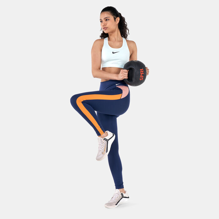 Nike Women's One Dri-FIT Colour-Blocked Leggings Blue image number 2