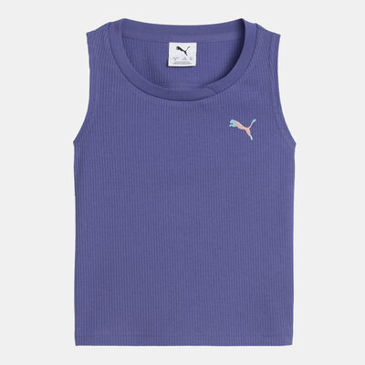 PUMA Kids' Butterfly Vibe Ribbed Tank Top Blue PUMA Kids' Butterfly Vibe Ribbed Tank Top Blue