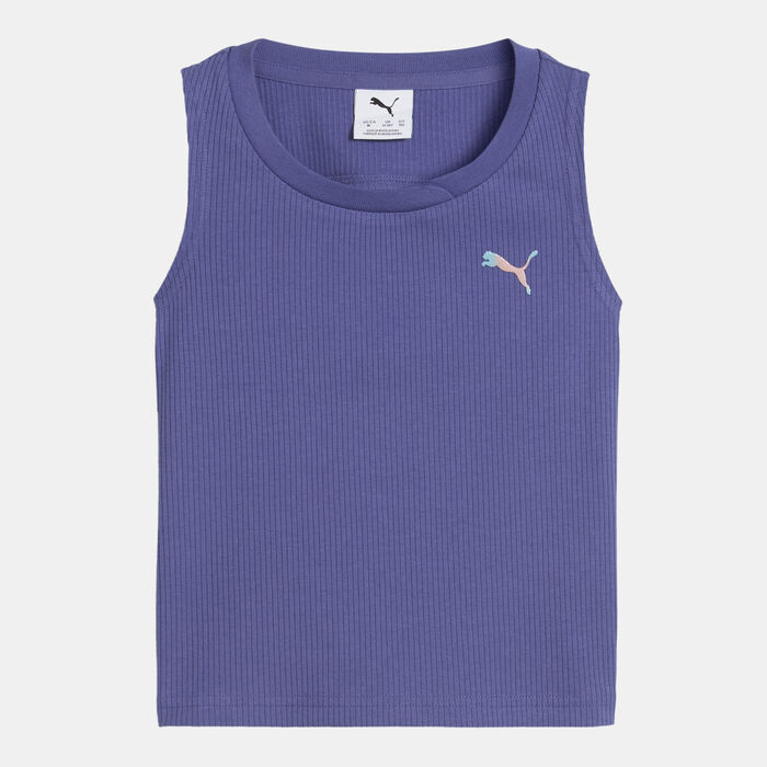 PUMA Kids' Butterfly Vibe Ribbed Tank Top Blue PUMA Kids' Butterfly Vibe Ribbed Tank Top Blue image number 0
