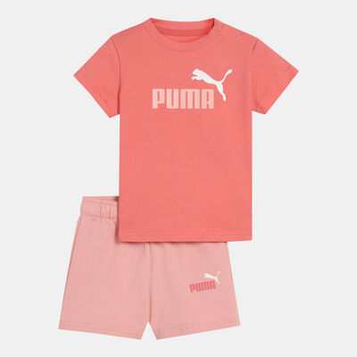 PUMA Kids' Minicats Essentials T-Shirt and Shorts Set Pink
